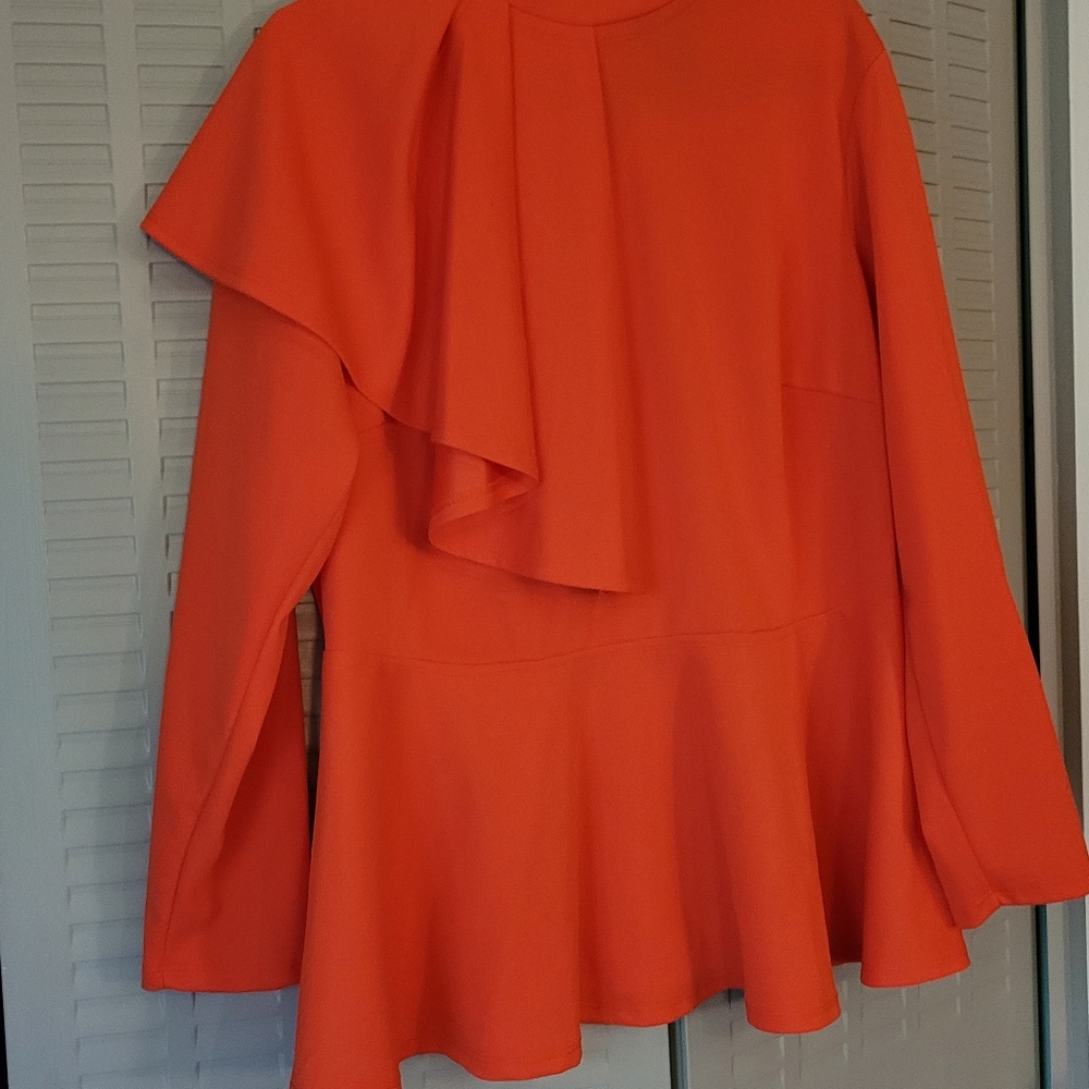 Orange Eloqui peplem blouse